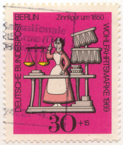 Zinnfigur um 1850 - Wohlfahrtsmarke 1969