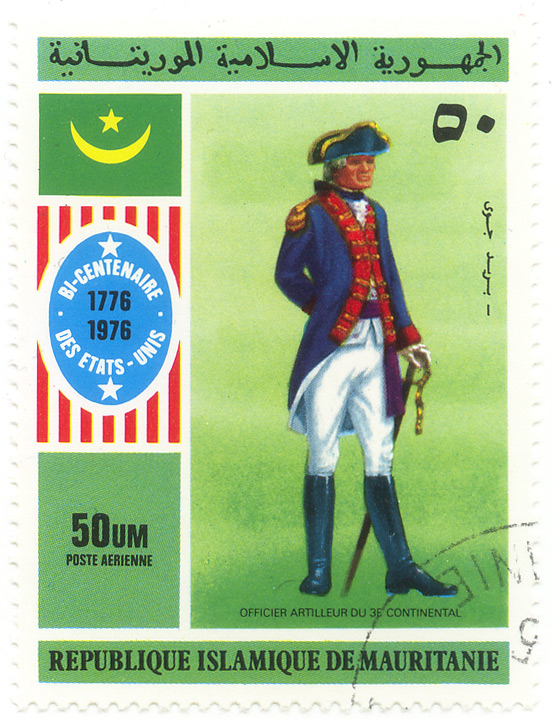 Bi-centenaire des Etats-unis 1776-1976 - Officier artilleur du 3e continental - poste aerienne