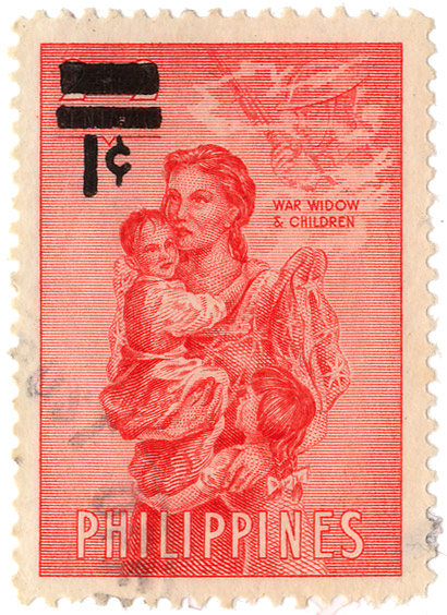 War widow and children