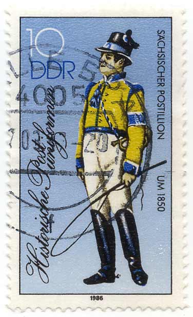 Historische Postuniformen - SÃ¤chsische Postillion um 1850 | Preussischer BrieftrÃ¤ger um 1850