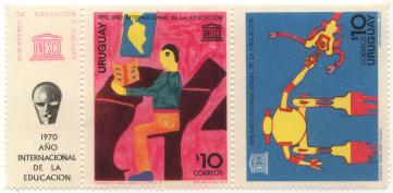 UNSECO - Ministerio de Educacion y cultura - 1970 Año Internacional de la educacion - Imp Nacional 1970 - Humberto Abel Garcia (10 años) - Aquiles Vaxelaire (13 años) 